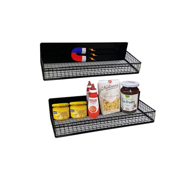 Bruda 2 Pack Magnetic Shelves Spice Rack Organizer for Washing Machine, Fridge, Refrigerator, Oven, Coffee Maker, Metal Peg Board 009