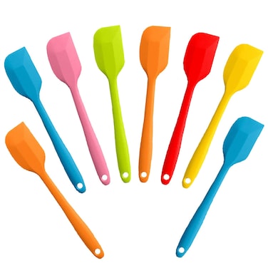 8 Pieces Silicone Spatulas,8.5 inch Non-stick Spatulas with Stainless Steel Core,Heat Resistant-500&acirc;&bdquo;&permil;, One Piece Design,Food Grade Silicone, Dishwasher Safe, for Mixing,Cooking,Baking (8.5 inch)