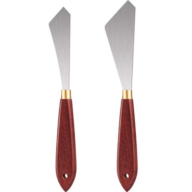 Painting Knife Set Painting Mixing Scraper Stainless Steel Palette Knife Painting Art Spatula with Wood Handle Art Painting Knife Tools for Oil Canvas Acrylic Painting (2 Pieces)