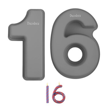 Ducodocu Silicone Number Cake Pan Large 3D Number Cake Mold Baking Forms Novel Cake Tins DIY Baking Mold for 2/20th Birthday Wedding Anniversary 10 inch Number of 1&amp;6, 2 Pack