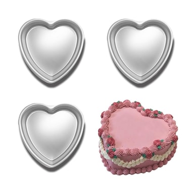 Yikinip Heart Shape Cake Pan,Anodized Heart Cake Pan, Aluminum Cake Pan, For Valentine's Day Wedding Birthday and Other Occasions (8&Atilde;&mdash;2 inch heart cake pan set of 3)
