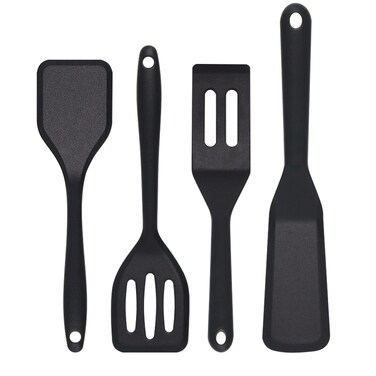 Eolilim Silicone Mini Spatula 4PCS, Small Size Silicone Turner Easy to Clean, Brownie Spatula, Mini Spatulas for Kitchen Use, Small Spatula for Fish, Steak, Fried Rice