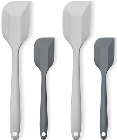 Silicone Spatula Set, Premium Spatulas Silicone Heat Resistant 2 Small &amp; 2 Large Flexible Scraper for Nonstick Cookware, Rubber Spatula for Kitchen Mixing Baking Cooking Use, Soft Spatula - Gray