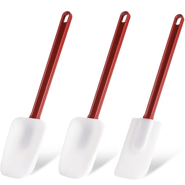 Silicone Rubber Spatula and Spoon Rubber Spatula Set of 3, High Heat Spatula Spoon, Commercial Spatula for Cooking, Commercial Rubber Spatula (2 Spoonula + 1 Scrapers (9.5 Inches))