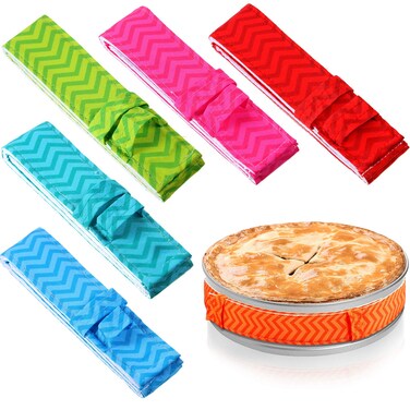 Patelai 6 Pieces Bake Even Strips Cake Pan Dampen Strips Cake Pan Baking Strips Absorbent Thick Baking Tray Protection Strap for Clean Baking Edges(Classic Style)