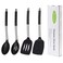 Silicone Spatula Spoon, 4 Pack Silicone Solid Turner Slotted Spatula and Kitchen Silicone Spoons Set for Cooking Baking, Heat Resistant BPA Free Black Silicone Utensils for Nonstick Cookware Mixing