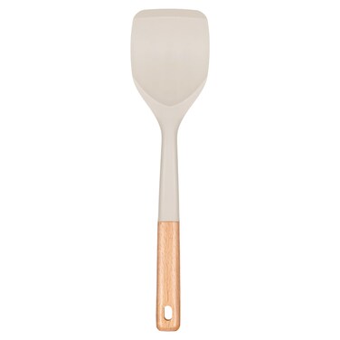 Nonstick Silicone Spatula, Non Scratch Flexible Edge for Pans, Slip Resistant comfortable Wooden Handle, Heat Resistant BPA-Free Kitchen Spatulas for Cooking, 13.2 Inch, Khaki
