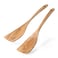 Hefild 2Pcs Curved Wooden Spatula for Cooking, 12.5inch Wood Turner for Frying, Non-Scratch Wood Flat Spurtle for Pan &amp; Wok, Acacia Wooden Cooking Utensils for Non Stick Cookware, Long Handle Scraper