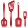 Pharamat Silicone Spatula Set of 4, Silicone Spatula Turner for Kitchen Use, Silicone Slotted Fish Turner Easy to Clean, Slotted Spatula for Eggs, Pancakes(Red)
