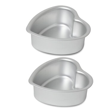 kefyixc Heart-shaped cake pan, heart-shaped cake tin, aluminum, 6-inch heart-shaped-pan, for weddings, parties, family and other occasions cake (6 x 3 Inch,Set of 2)