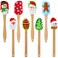 Nuogo 8 Pieces Christmas Silicone Spatula Santa Claus Pattern Spatula Set Xmas Cake Spatula with Wooden Handle Kitchen Silicone Spatula for Stirring Cooking Baking (Stripe Color)