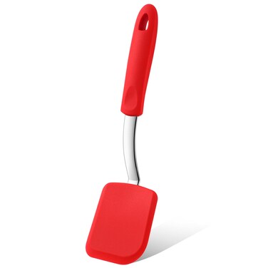 Yetene Small Silicone Spatula Mini Silicone Cookie Spatula Heat Resistant Flexible Small Silicone Turner for Kitchen Nonstick Cookware No Scratch Spatula Flipper for Egg Pancake(Red,Small)