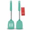 2 Pack Spatulas, Solid &amp; Slotted Silicone Spatula Set, Stainless Steel Handle Coated with Silicone, Non Stick Turners, Heat Resistant Rubber Spatulas for Fish, Eggs, Pancakes, WOK, Teal