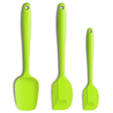 Silicone Spatula 3-piece Set, Ergonomic Handle High Heat-Resistant Spatulas, Non-stick Rubber Spatulas with Stainless Steel Core, Green