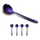 4-Piece Purple Soup Spoons Stainless Steel Bouillion Spoons, 6.88 Inch Round Head Soup Spoons, Heavy-Weight Stainless Steel Korean Spoon, Soup Spoon Set of 4, Rice Spoon Soup Spoons Silverware Set