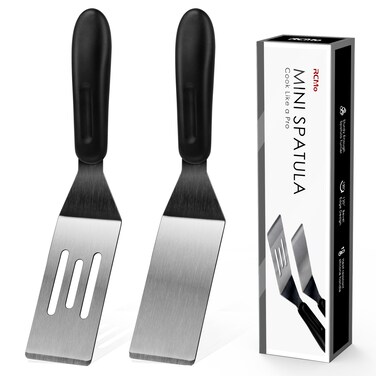 RCMo Small Spatula Professional Mini Serving Spatula, Stainless Steel Metal Spatula Set, Cutter and Serve Turner for Kitchen, Flipping or Cooking for Brownie, Cookie, Lasagna, Pancakes or Cake
