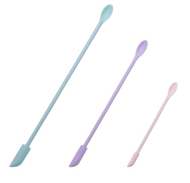 Ruwado 3 Pcs Makeup Spatula Multi Size Silicone Reusable Multi Purpose Tiny Spatula Set for Thin Jar Kitchen Food Cosmetic Bottles Beauty Cream Lotion Shampoo (Multi Size)