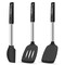 NileHome Pack of 3 Spatulas Silicone Heat Resistant, Silicone Cooking Utensils Set, Silicone Spatula BPA Free Cooking Utensils, Ideal Cookware for Fish, Eggs, Pancakes (Black)