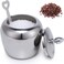 LIZEALUCKY Kitchen Sugar Bowl, 304 Stainless Steel Sugar Bowl with Spoon Home Kitchen Salt Pepper Spice Bowl Spice Drum Small Condiment Container