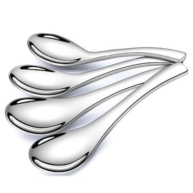 Soup Spoons,4 Pieces Stainless Steel Asian Soup Spoon 6.3 Inch Heavy-Weight Short Handle Ramen Spoons,Thickened Spoons Silverware for Christmas, Thanksgiving Day, Housewarming.