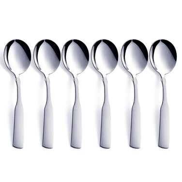 FULLYWARE Soup Spoons, Stainless Steel 6.1&acirc;&euro; Heavy Duty Round Spoons, Dinner Spoon Table Spoon Silverware, Metal Spoon Cutlery Set, 6-Piece