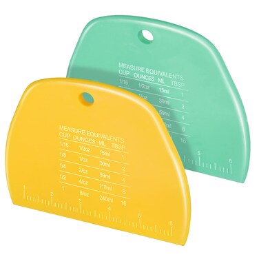 Teenitor 2 Pieces Dough Scraper, Dough Cutter Bench Scraper, Dough Scrapers Multipurpose Food Scrapers for Dough, Cake, Bread Yellow and Green