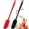 Patelai Silicone Jar Spatula Long Handle Non-stick Rubber Scraper Heat Resistant Spatula Silicone Scraper for Jars, Smoothies, Blenders Cooking Baking Stirring Mixing Tools(Red, Black,2 Pieces)