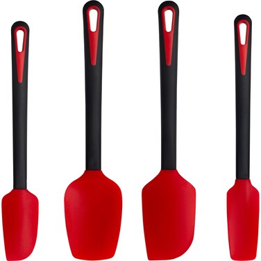 Maxjoy Silicone Spatula - Heat Resistant Rubber Spatulas for Cooking &amp; Baking - Set of 4 - Red &amp; Black
