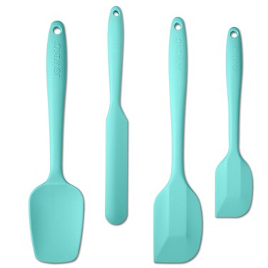 4 Piece Silicone Spatula Set, Flexible Heat Resistant Non-scratch Baking Cooking Rubber Spatulas with Stainless Steel Core, Aqua Sky
