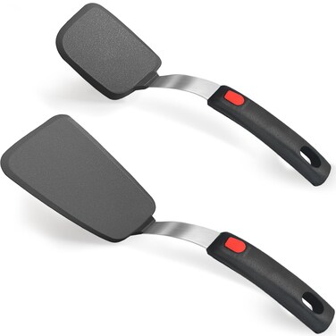 2 Pack Flexible Silicone Spatula Turner, 600&Acirc;&deg;F Heat Resistant Silicone Spatula Set for Nonstick Cookware, Kitchen Silicone Cooking Utensil Set for Egg Pancake Flipper/Heat Resistant Silicone Grip