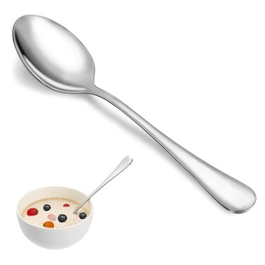 12 Pcs Dinner Spoon Set,Premium Food Grade Stainless Steel Spoons,Durable Metal Spoons,Tablespoon,Spoons Silverware Only,Mirror Finish &amp; Dishwasher Safe,Use for Home,Kitchen and Restaurant - 7.3 inch