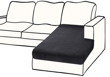 BT.WA Couch Cover 1 Piece Chaise Lounge Cover Velvet Sectional Couch Cushion Cover Separate L Shape Sofa Slipcovers Furniture Protector for Dogs Pets (Chaise or Sofa 3-Seater, Black)