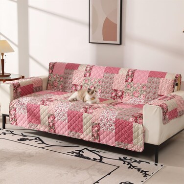 Skidproof Sofa Cover-Butterfly Sofa Slipcover with Elastic Straps-Easy Fit Slip Cover-Washable Furniture Protector for Pets and Kids(Sofa,Hot Pink)