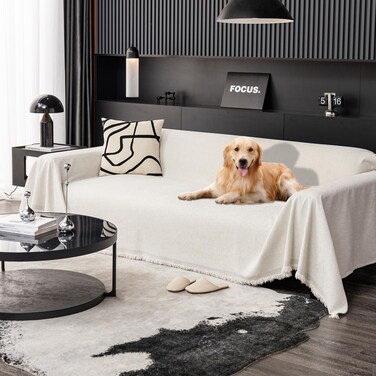 Feyocn 100% Waterproof Sofa Covers for Pets Washable Couch Covers Dogs Cats Sofa SlipCover for 3-4 Cushion Couches Sectional Couches Furniture Protector Covers for Living Room (71" x 134", Beige)