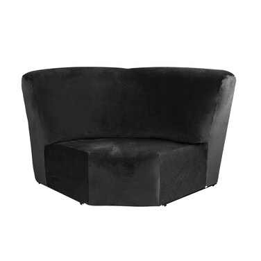 MIFXIN Corner Sofa Cover 1 Piece Velvet Stretch Corner Couch Cover for Sectional Recliner Sofa Slipcover Reclining L Shape Sofa Couch Additional Seat (Black)