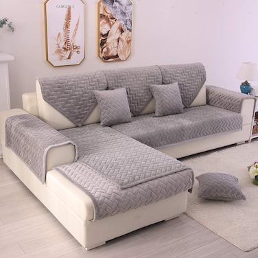 TEWENE Couch Cover, Sofa Cover Couch Covers Sectional Couch Covers Anti-Slip Sofa Slipcover for Dogs Cats Pet Love Seat 3 Cushion Couch Cover Light Grey 36''x70''(Only 1 Piece/Not All Set)