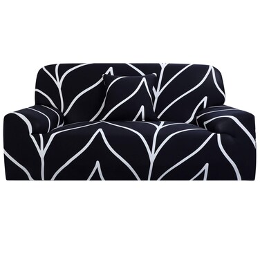uxcell Stretch Sofa Cover Printed Couch Slipcover for Sofas Loveseat Armchair Living Room Universal Furniture with One Pillowcase (Black White Branches, Large)