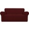 Easy-Going Stretch Loveseat Slipcover 1-Piece Sofa Cover Furniture Protector Couch Soft with Elastic Bottom for Kids Polyester Spandex Jacquard Fabric Small Checks (Loveseat, Wine)