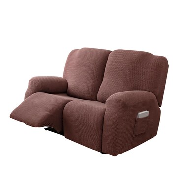 Genina Recliner Loveseat Cover Stretch Couch Covers Sofa slipcover for 2 Seat Reclining Couch Thick Jacquard Furniture Protector (Chocolate)