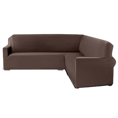 Sofa Cover L Shape Corner Sectional Couch Covers Soft and Stretchy Slipcovers Sectional Furniture Protector for Pets Fits Well Non-Slip Waterproof Universal Sofa Cover for Living Room (Brown)