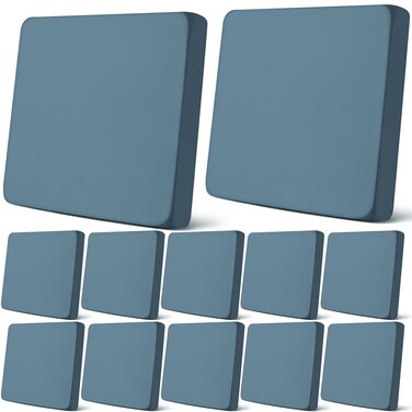 Newwiee 12 Pcs Stretch Sofa Couch Cushion Covers Patio Outdoor Cushion Covers Replacement Waterproof Couch Covers Individual Slipcovers Washable Furniture Protector for Pets (Gray Blue,20-27 Inch)