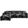 MIFXIN Sectional Sofa Cover 2 Piece Stretch 3 Seat L Shape Couch Slipcovers Elastic Printed Sectional Sofa Furniture Protector for Living Room with 4pcs Pillow Covers (Black Gray)
