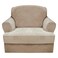 CUCRAF T Cushion Sofa Cover 3 Piece Loveseat Slipcovers, Soft Thick Velvet Couch Cover for Living Room, Washable High Stretch Furniture Protector with 2 Cushion Sofas Slipcover (Medium, Khaki)
