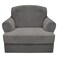 CUCRAF T Cushion Sofa Cover 2 Piece Armchair Slipcovers, Soft Thick Velvet Couch Cover for Living Room, Washable High Stretch Furniture Protector with 1 Cushion Chair Slipcover (Chair, Grey)