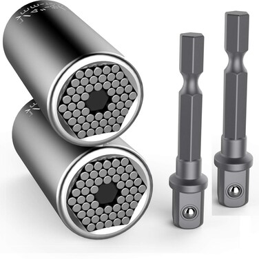 Leberna Universal Socket Grip Adapter 4 PCS   Multi Functional Sockets Set Ratchet Power Drill Bit Wrench 1/4"-3/4" (7mm-19mm) Professional Repair Tools Gifts for Dad Men Fathers Husband DIY Handyman