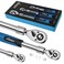 DISEN 3PCS Extendable Ratchet Wrench Set,1/4" 3/8" 1/2" Drive 72-Tooth, Quick-Release, Reversible Drive Socket Wrenches,Soft Grip Handle with Storage Tray