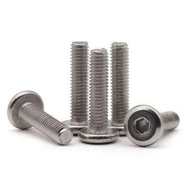M8 x 16mm (20 PCS) Flat Round Head Socket Cap Screw, 304 Stainless Steel, Bright Finish, Full Thread, Connection Bolts, Furniture Screws 3D Printer Screws