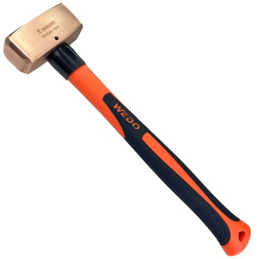 WEDO Copper Sledge Hammer 2lb, Club Hammer with Fiberglass Handle, Drilling Hammer, Crack Hammer, Die-Forge, Corrosion Resistant, DIN Standard, 14" Length