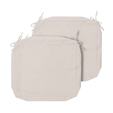 Magpie Fabrics Indoor Outdoor Patio Replacement Cushion Cover with Ties 2 Pack, Loveseat Chair Couch Slipcover Water Repellent UV Resistant Decor for Home Garden(Recycled Cream White, 22x20x4 Inch)