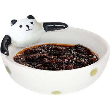 WAYUTO Cute Panda Sauce Dishes Dipping Bowls Side Dish Bowls Dip Bowls Seasoning Dishes Ceramic Small Appetizer Dishes Dessert Bowls Spoon Rest for Sushi Ketchup Salsa Dressings Soy Snack 4.1Inch
